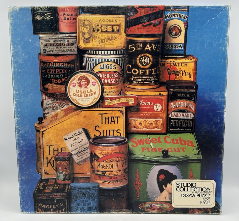 Vintage Milton Bradley Studio Collection Tin Can 500 Pc Jigsaw Puzzle USA